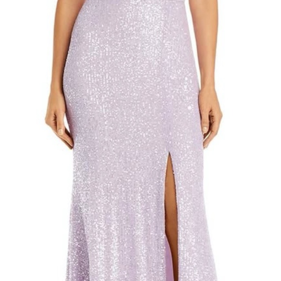 AQUA Sequined Asymmetric Gown - Picture 1 of 2